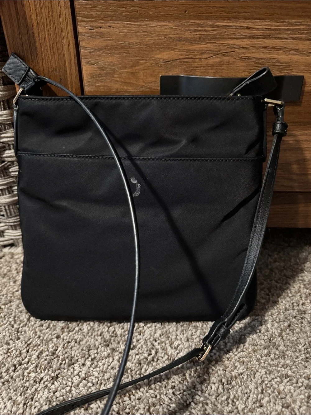 Michael Kors Black Nylon Messenger with Gold Accents